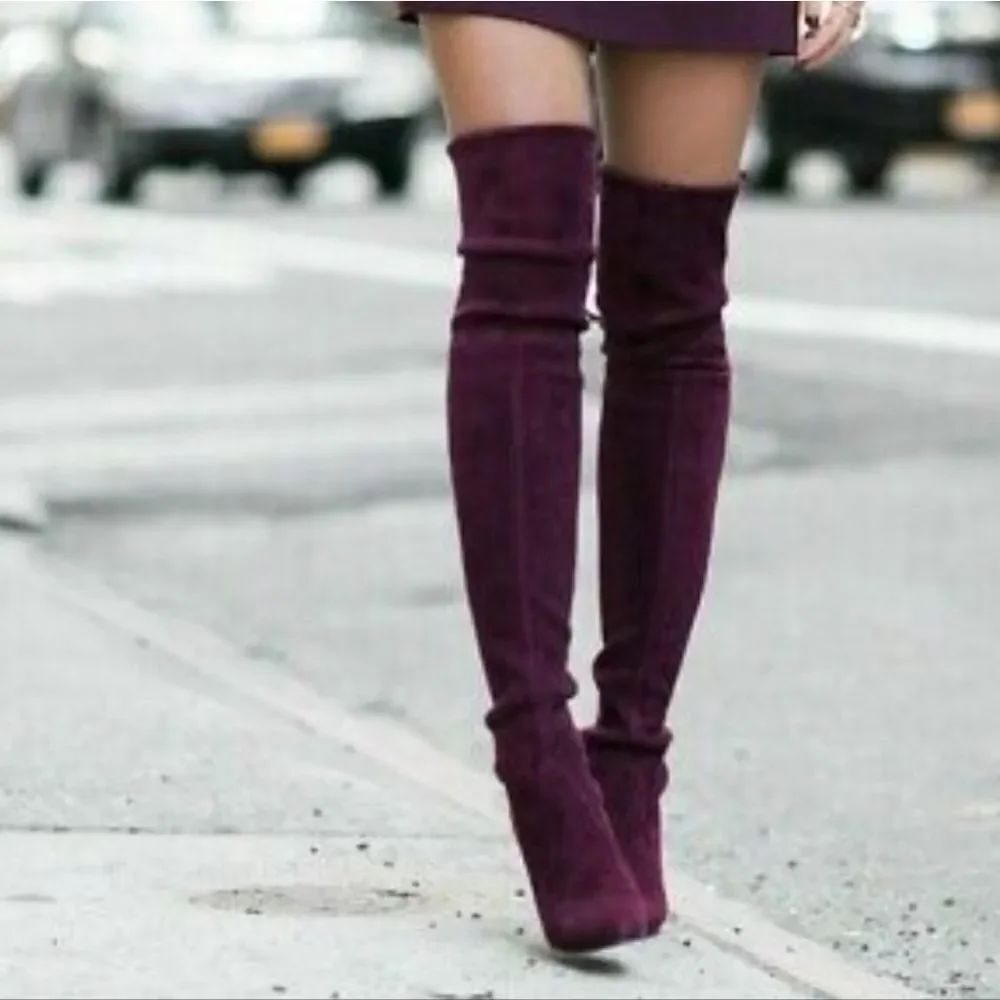 A NEW DAY OVER THE KNEE LENGTH ROUND TOE ZIP CLOSURE HIGH HEEL STILETTOS BOOT